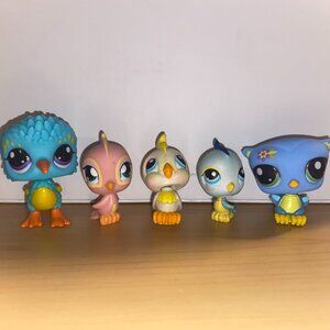 Littlest Pet Shop Birds - 5 Pack! Cockatoo, Owl, Parakeets, Kiwi